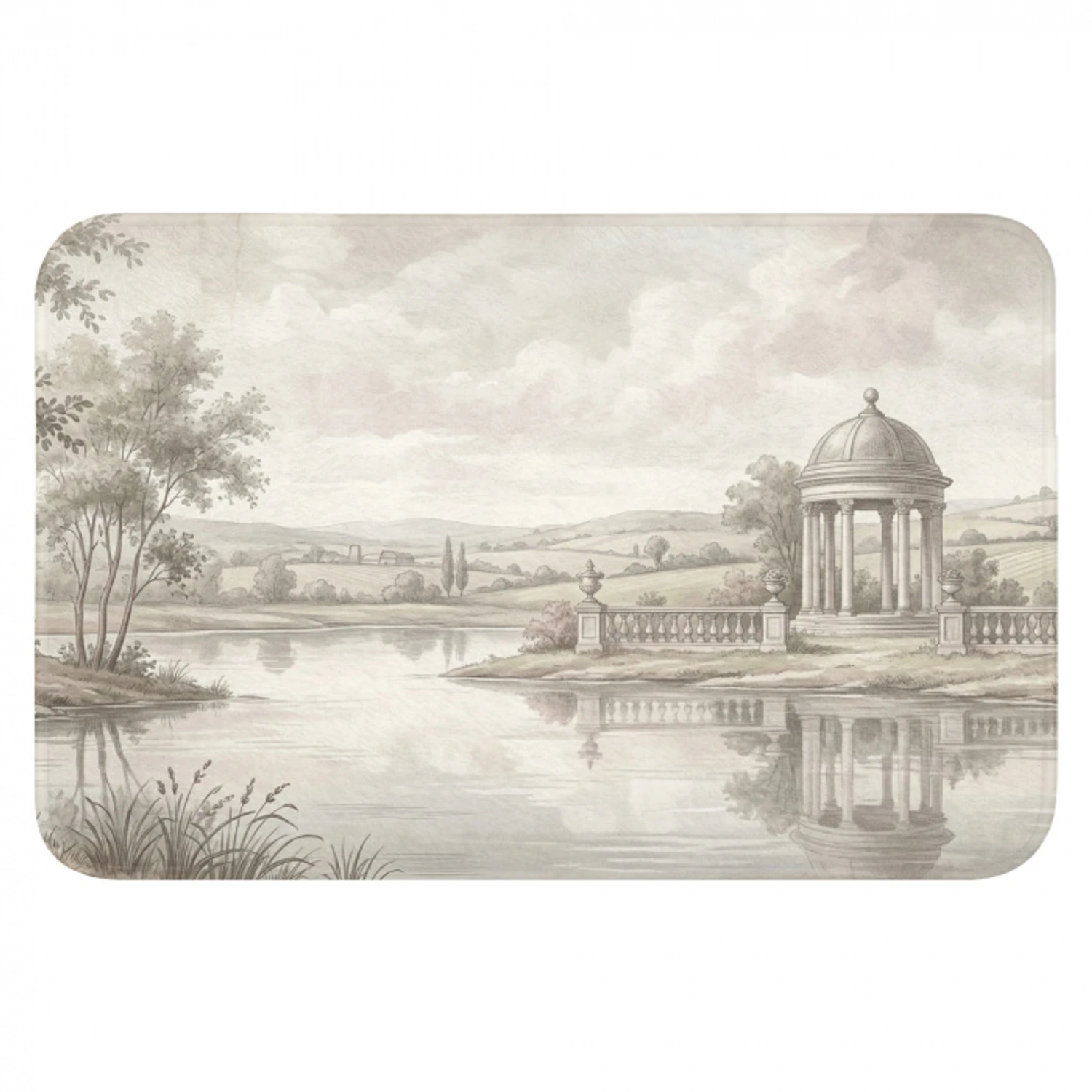 Landschap - Water - Natuur - Sepia Badmat klein -3d