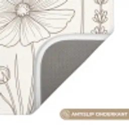 Minimalistisch - Modern - Bloemen - Beige Badmat klein -USP_AntislipNL