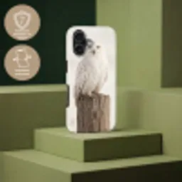 Sneeuwuil - Paal - Winter - Portret - Majestueus Toughcase MagSafe Apple iPhone 17 klein -USP_PrintM_FR