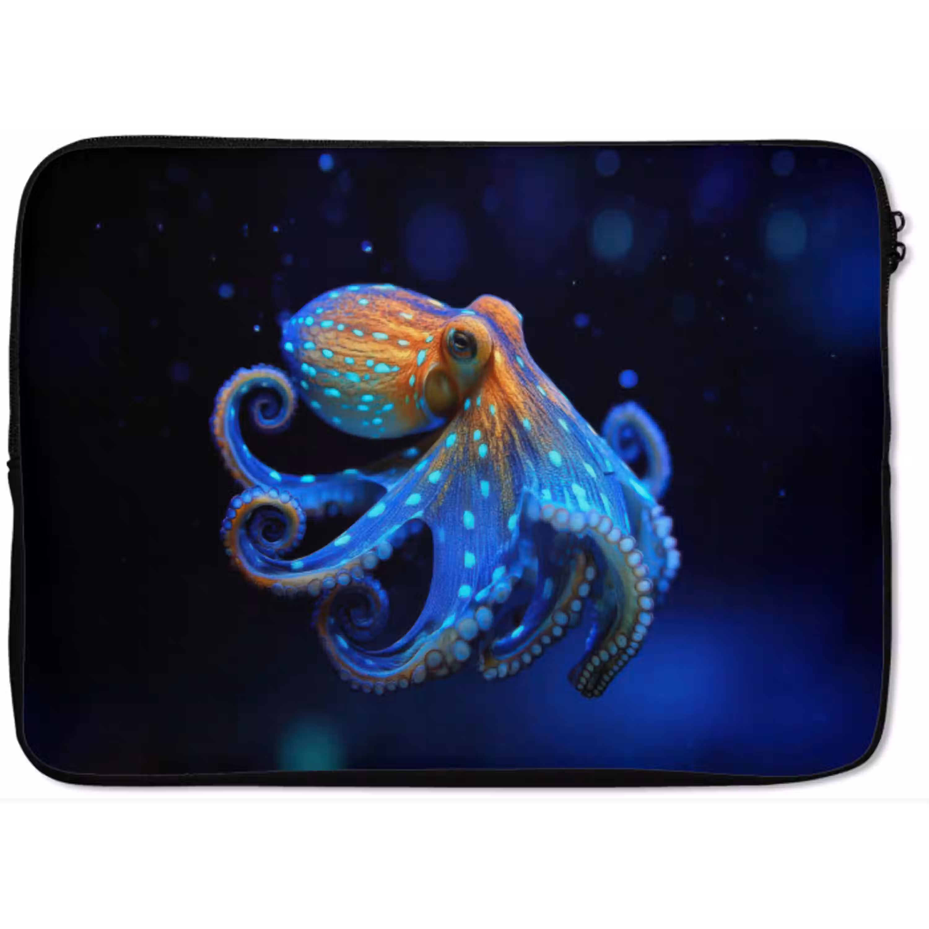 Octopus - Stippen - Blauw - Zee laptophoes neopreen klein -zkaufland3dotto