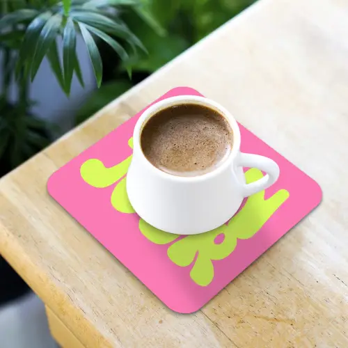 Bonjour - Roze - Fel groen onderzetter kurk middel -sfeer5