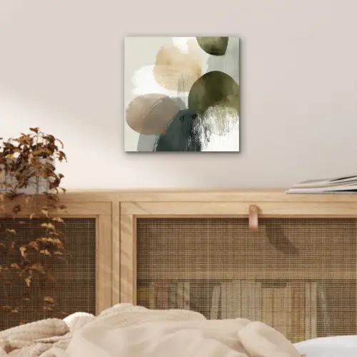 Minimalistisch - Cirkels - Penseelstreken - Beige aluminium wit klein -sfeer3