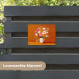 Vaas - Bloemen - Oranje tuinposter los doek klein -sfeer3