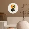 Zwarte kolibrie - Bloem - Gouden cirkel Wandcirkel behangsticker klein -sfeer1