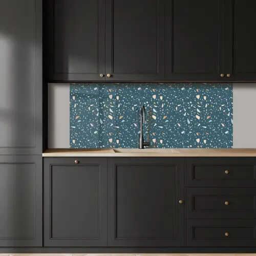 Terrazzo -  Patroon - Kleurrijk - Diep blauw keuken achterwand 2 middel 871 -sfeer1