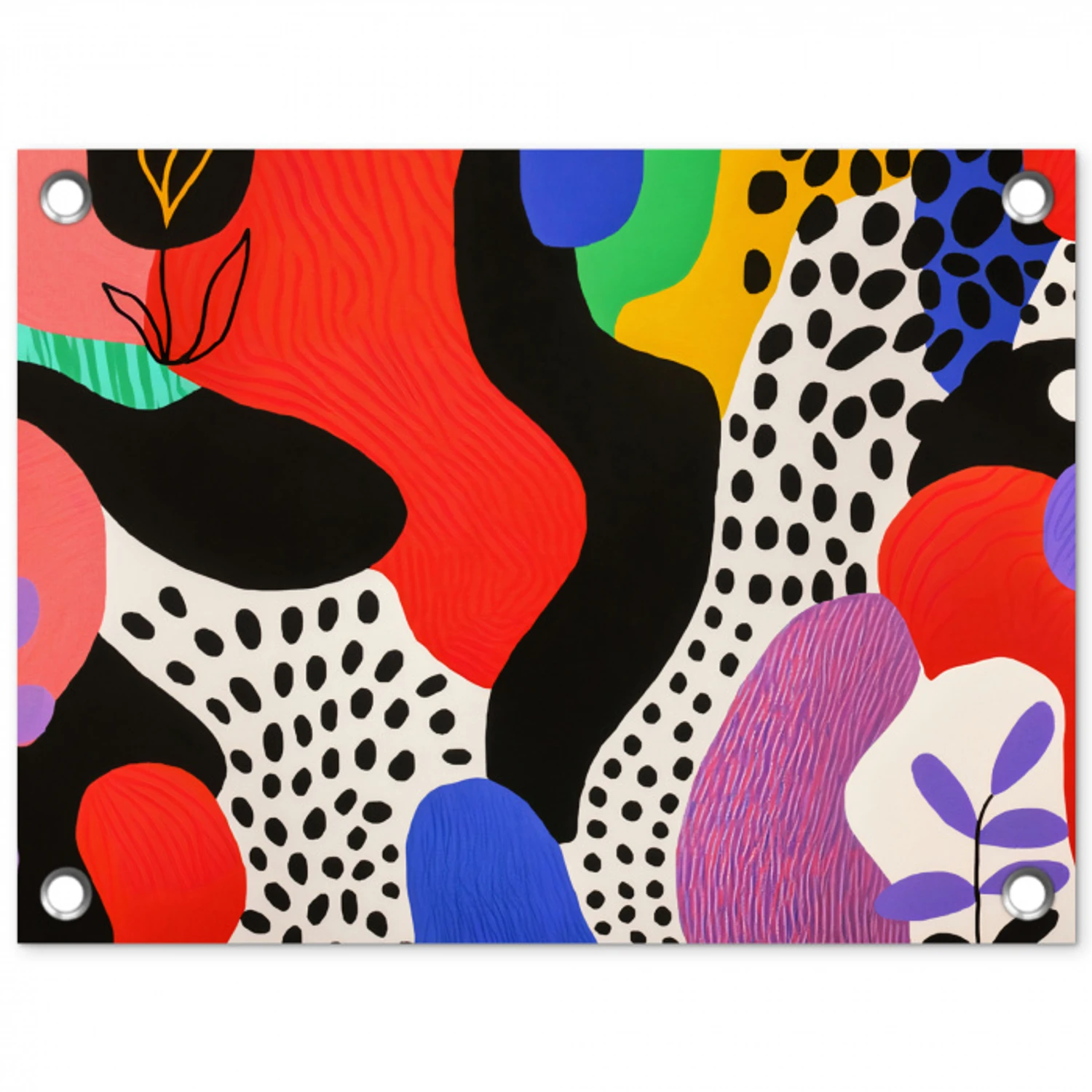 Abstract - Vormen - Kleuren - Stippen tuinposter los doek klein -3d