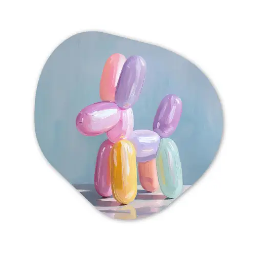 Dier - Ballon - Pasteltinten - Glanzend Wandcirkel Organisch Plexiglas middel -3d