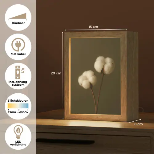 Takken - Katoen - Wit - Bollen Light Box met kabel (Tafellamp) klein -USP_NL