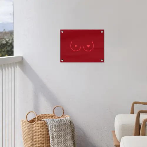 Minimalistisch - Lijnillustratie - Rood tuinposter los doek klein -sfeer8