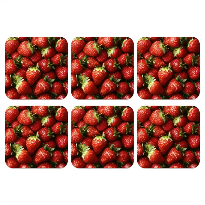 Aardbei - Fruit - Rood onderzetter kurk middel -3d