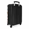 Donkerrode lijnen op beige achtergrond NBS - Handbagage koffer - Volwassenen Unisex middel -achterkant