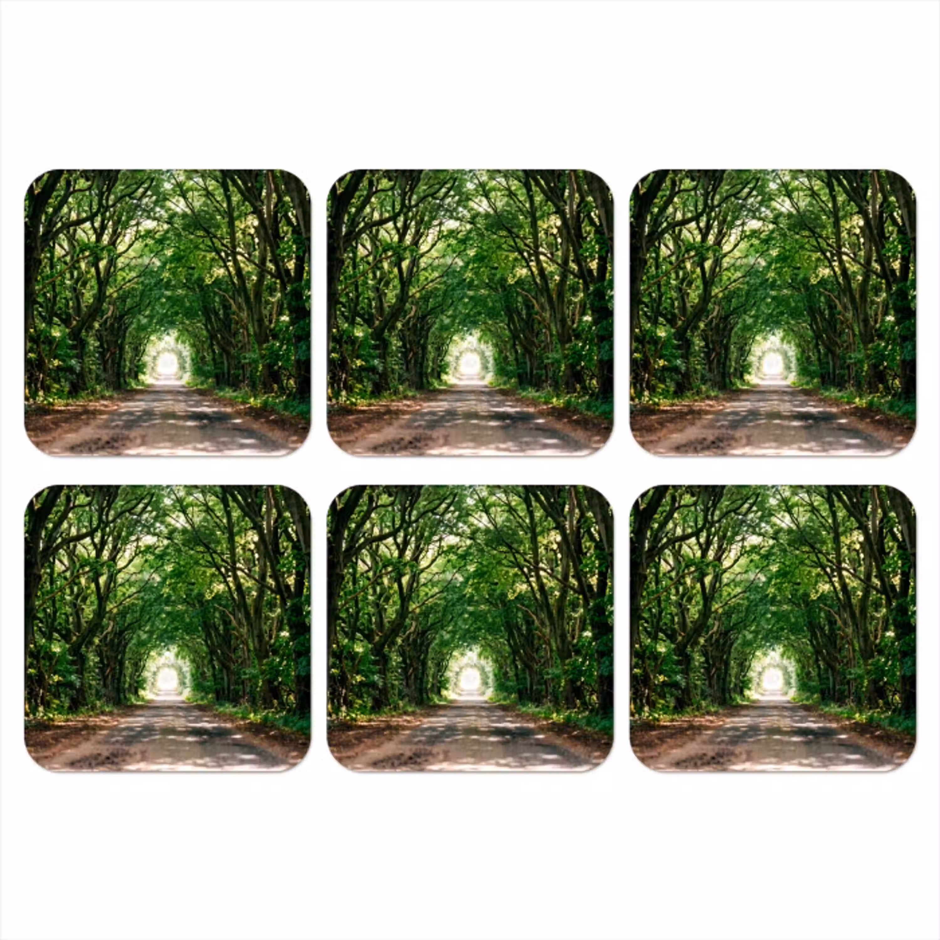 Weg - Bomen - Natuur - Groen onderzetter kurk middel -3d