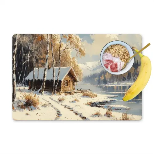 Winter - Sneeuw - Huis - Natuur Placemat vinyl groot -zzzproduct_Kitchenyeah-website