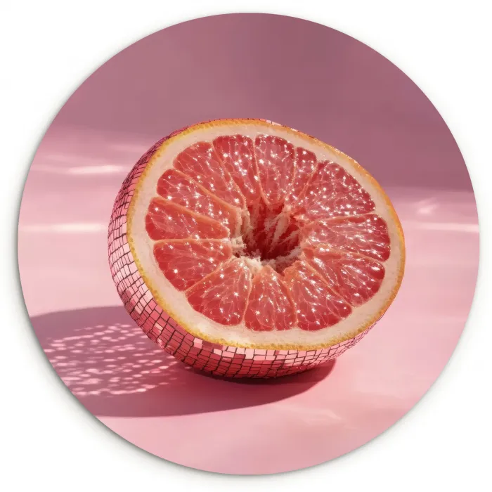 Grapefruit - Roze - Disco - Shiny Wandcirkel plexiglas klein -3d