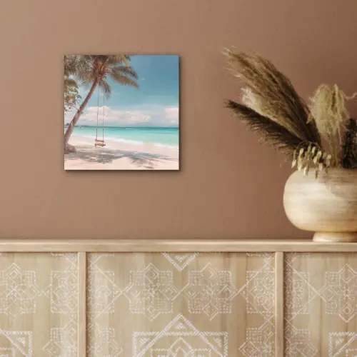 Palmboom - Schommel - Strand - Lucht aluminium wit klein -sfeer4
