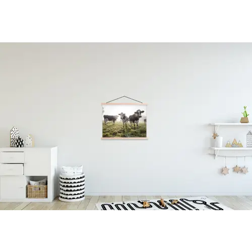 Koeien - Licht - Gras - Dieren textielposter latten blank klein -kinderkamer