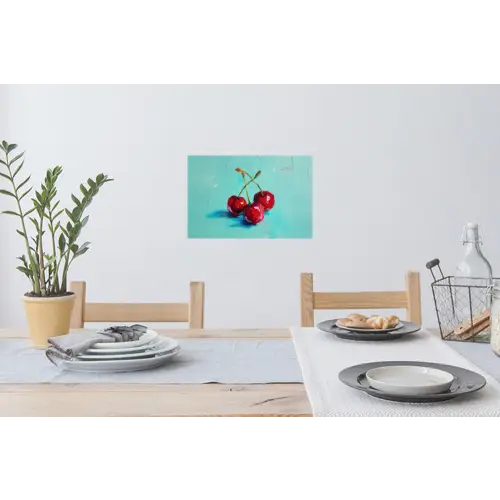 Kersen - Rood - Drie - Geverfd Muursticker klein -eettafel