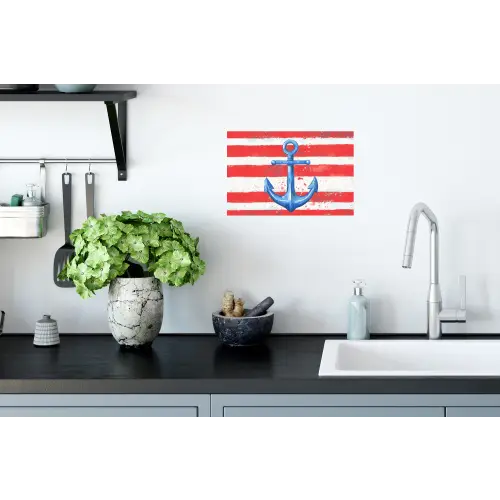 Anker - Verfspatten - Rood - Blauw Muursticker klein -keuken
