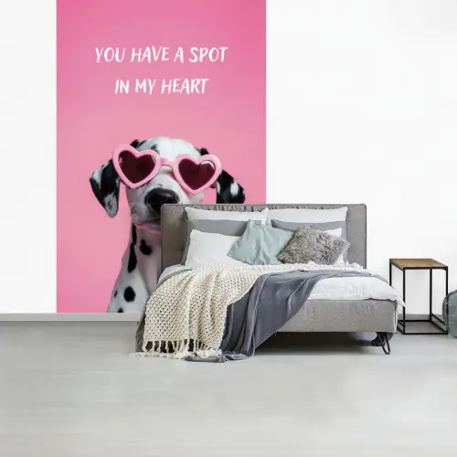 Hartjes - Hond - Valentijn - Roze fotobehang vinyl groot -slaapkamer