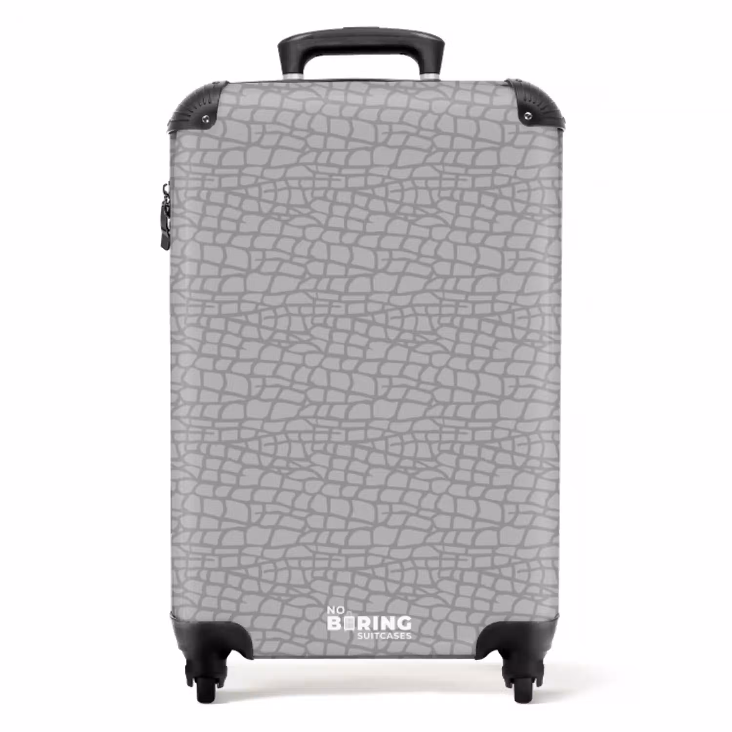 Grijze reptielenhuidstructuur NBS - Handbagage koffer - Volwassenen Unisex middel -productfoto_recht