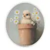 Bloempot - Kuiken - Bloemetjes Akoestische PET Vilt - Rond klein -3d