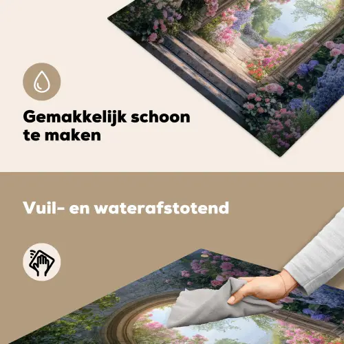 Doorkijk - Rozen - Vintage - Bloemen Inductie beschemer met haakjes middel -ky-schoon-nl