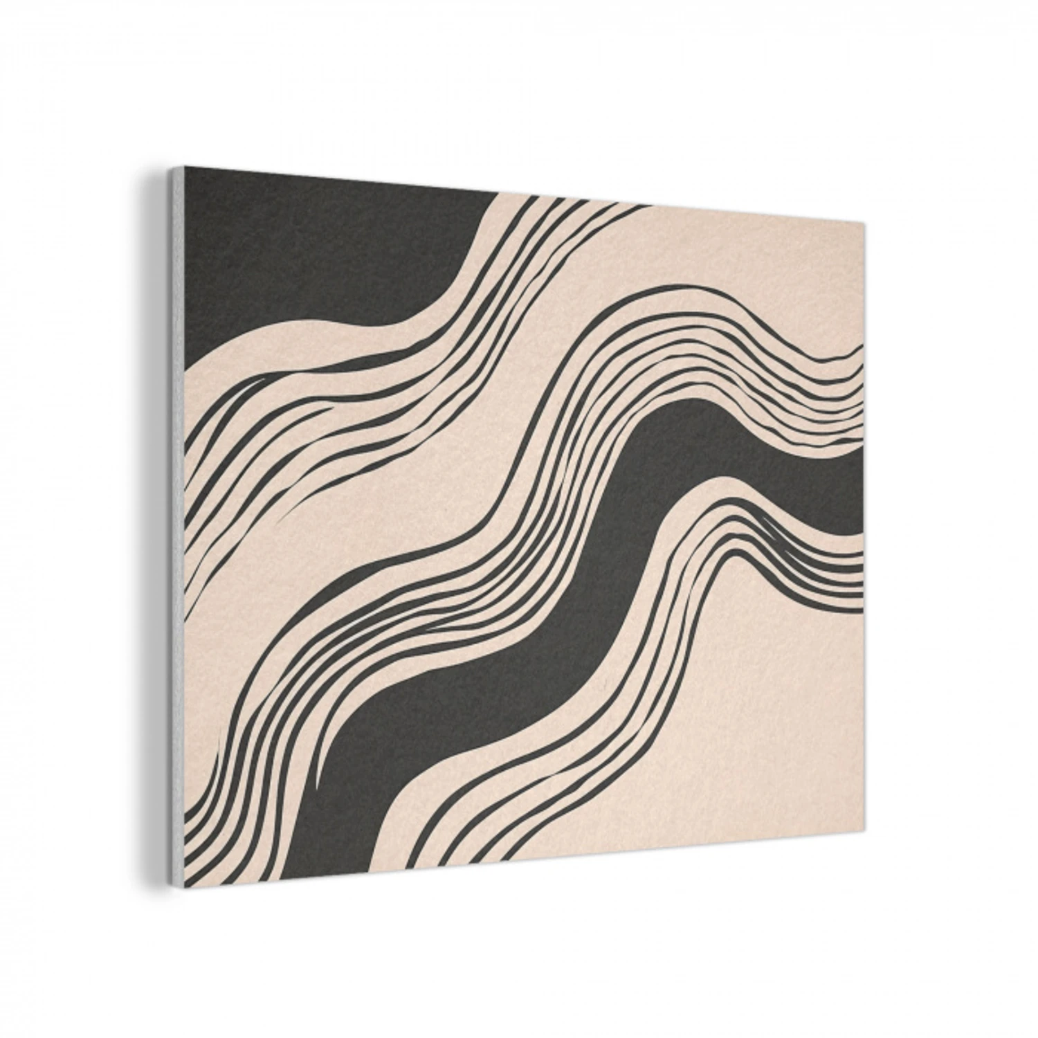 Golven - Zwart - Zandkleur PET vilt klein -3d