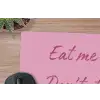 Eat me out don't stress me out - Roze - Handgeschreven muismat rubber klein -closeup