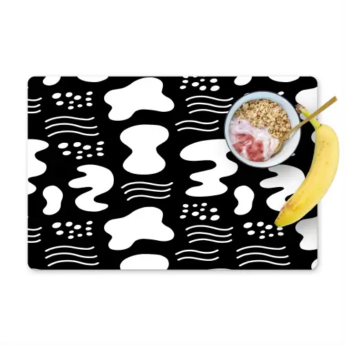 Wit - Zwart - Dynamisch - Patroon Placemat vinyl groot 368 -zzzproduct_Kitchenyeah-website
