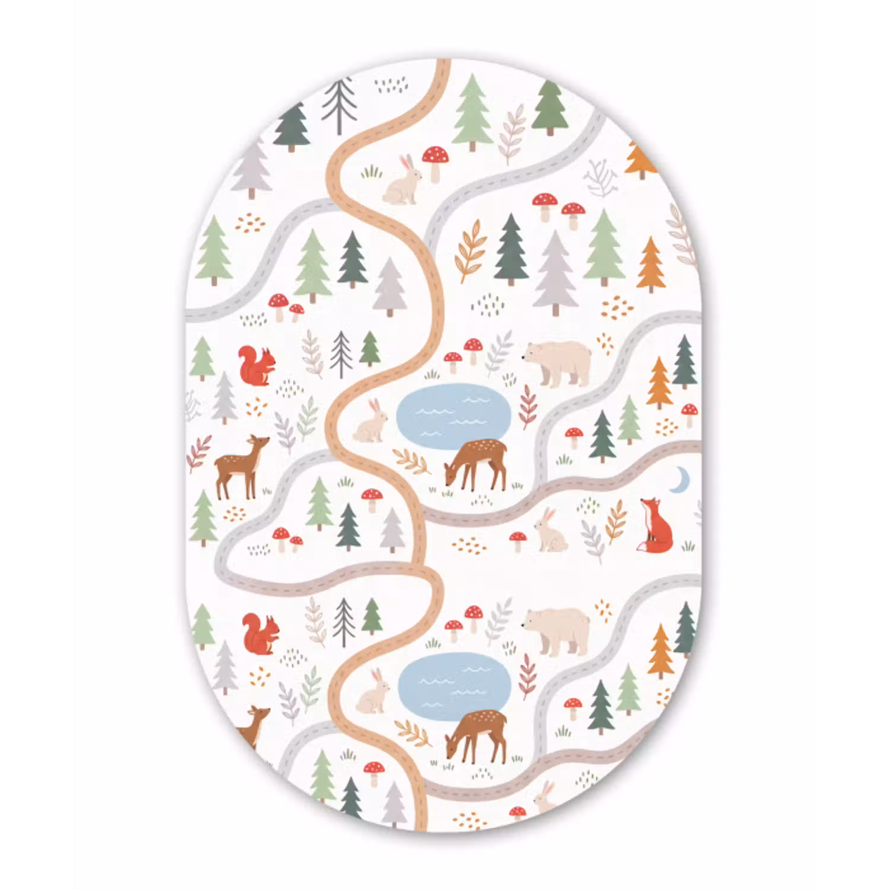 Dieren - Bos - Illustratie Wandcirkel Ovaal Forex klein -3d