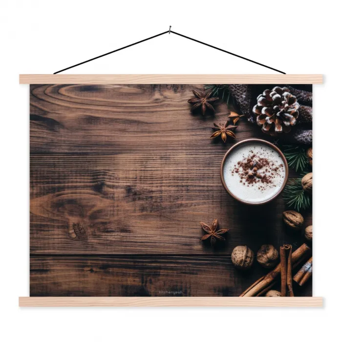Winter - Houtlook - Stilleven textielposter latten blank klein -3d