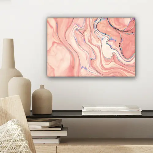 Marmer - Pastel - Roze - Blauw - Marmerlook - Abstract canvas 2cm klein -sfeer6