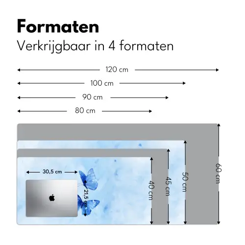 Vlinders - Sierlijk - Blauw Muismat XXL klein -sfeer5