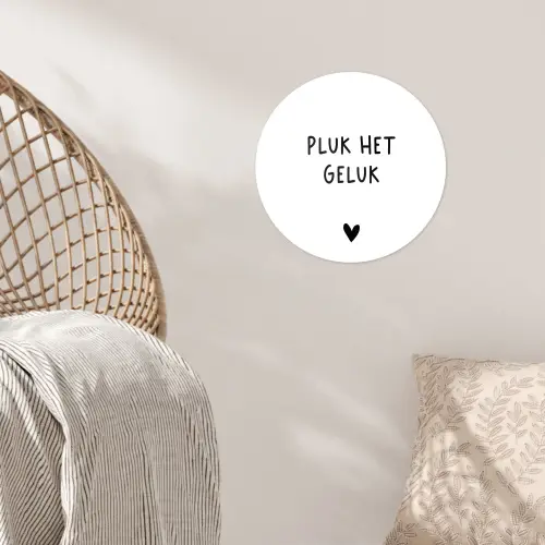 Quotes - Pluk het geluk - Spreuken Wandcirkel behangsticker klein -sfeer4