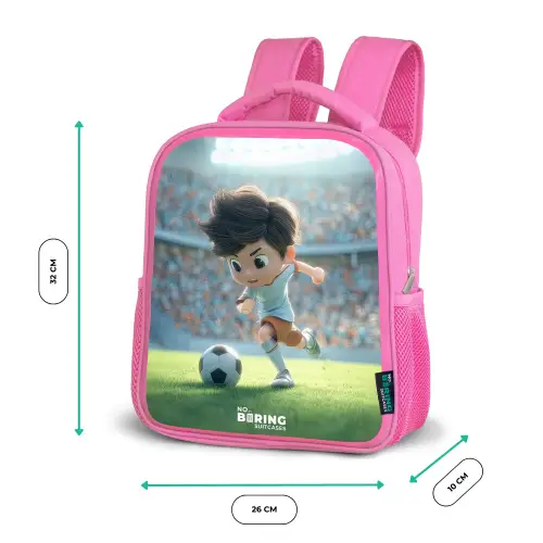 Jongen - Voetbal - Stadion - Zonlicht Kinderrugzak - Roze middel -productfoto_formaten