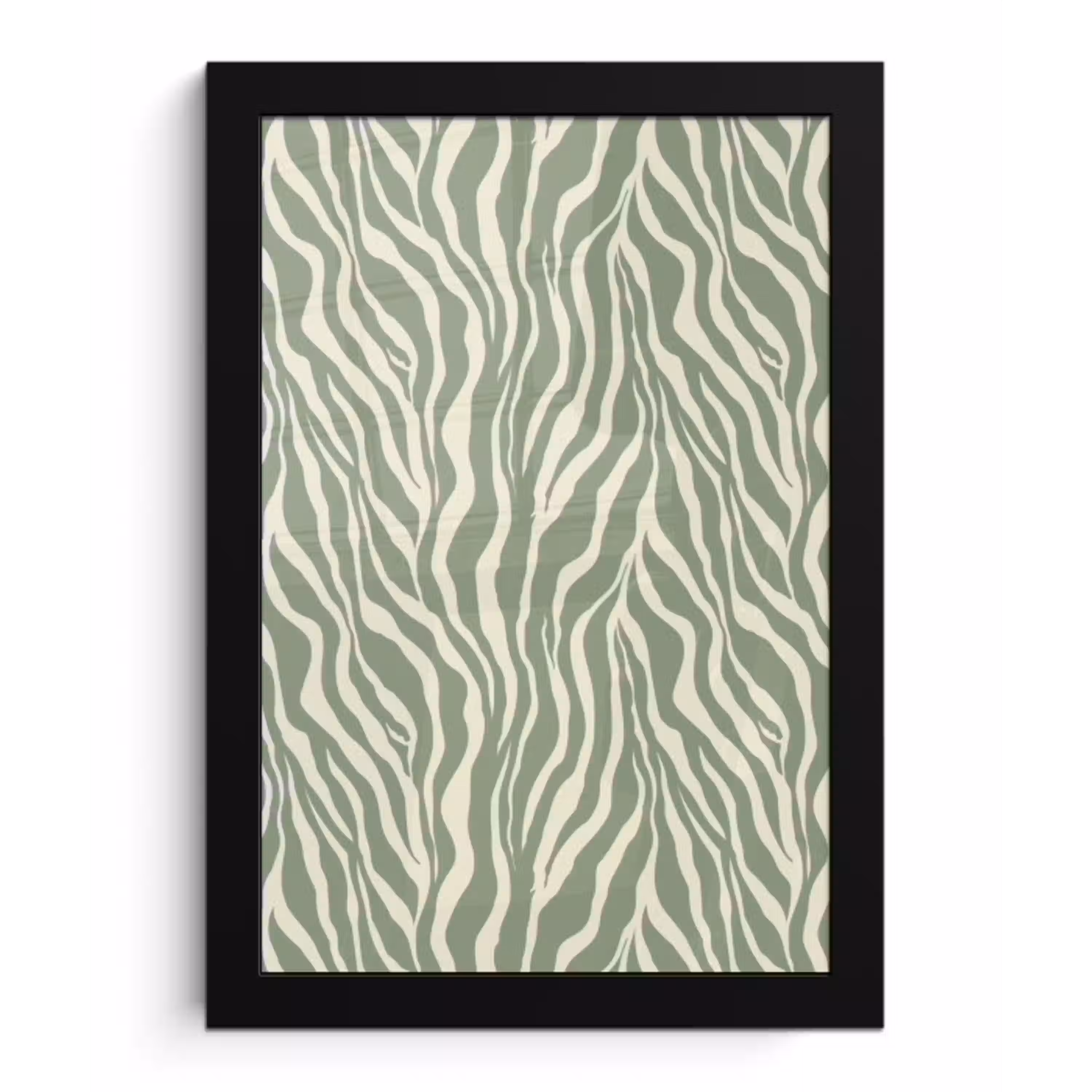 Zebra - Motief - Groen fotolijst zwart zonder passe partout klein 224 -3d