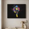 Graffiti - Sport - Tennis - Raket - Bal Textielframe zwart klein -sfeer2