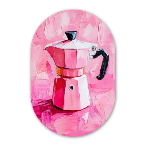 Roze - Verf - Coffee Wandcirkel Ovaal Glas middel -3d