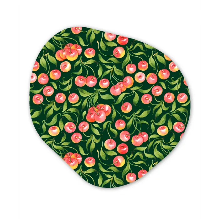 Groen - Rood - Kersen - Bladeren Wandcirkel Organisch Forex 3mm klein 629 -3d