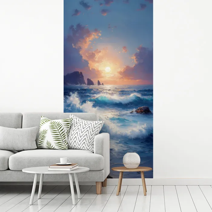 Golven - Zee - Kleurrijk - Rotsen fotobehang vinyl groot -woonkamer