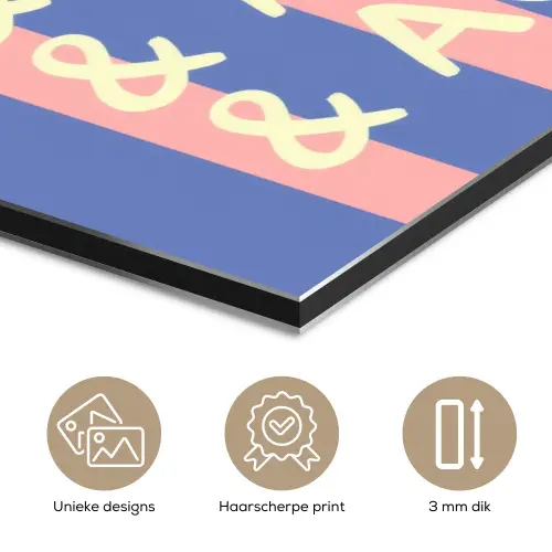 Try again - Strepen - Roze - Verticaal - Blauw aluminium wit klein -closeup_NL