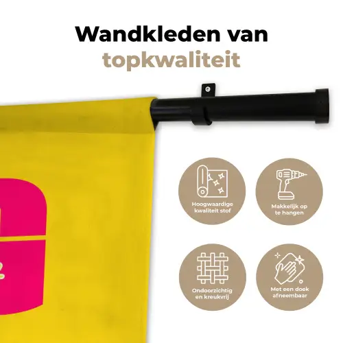 Dream big - Geel - Roze Wandkleed katoen klein -sfeer2