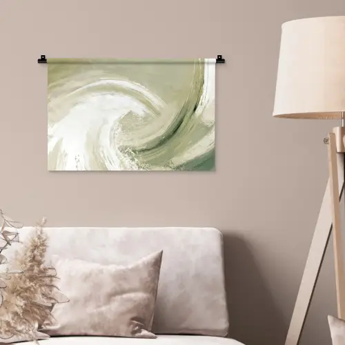 Abstract - Penseelstreken - Golven - Groen Wandkleed katoen klein -sfeer4