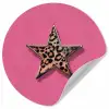 Ster - Luipaard - Print - Roze Wandcirkel behangsticker klein -3d
