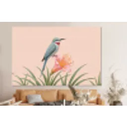 Vogel - Bloem - Natuur - Roze forex 5mm xxl -bovenbank