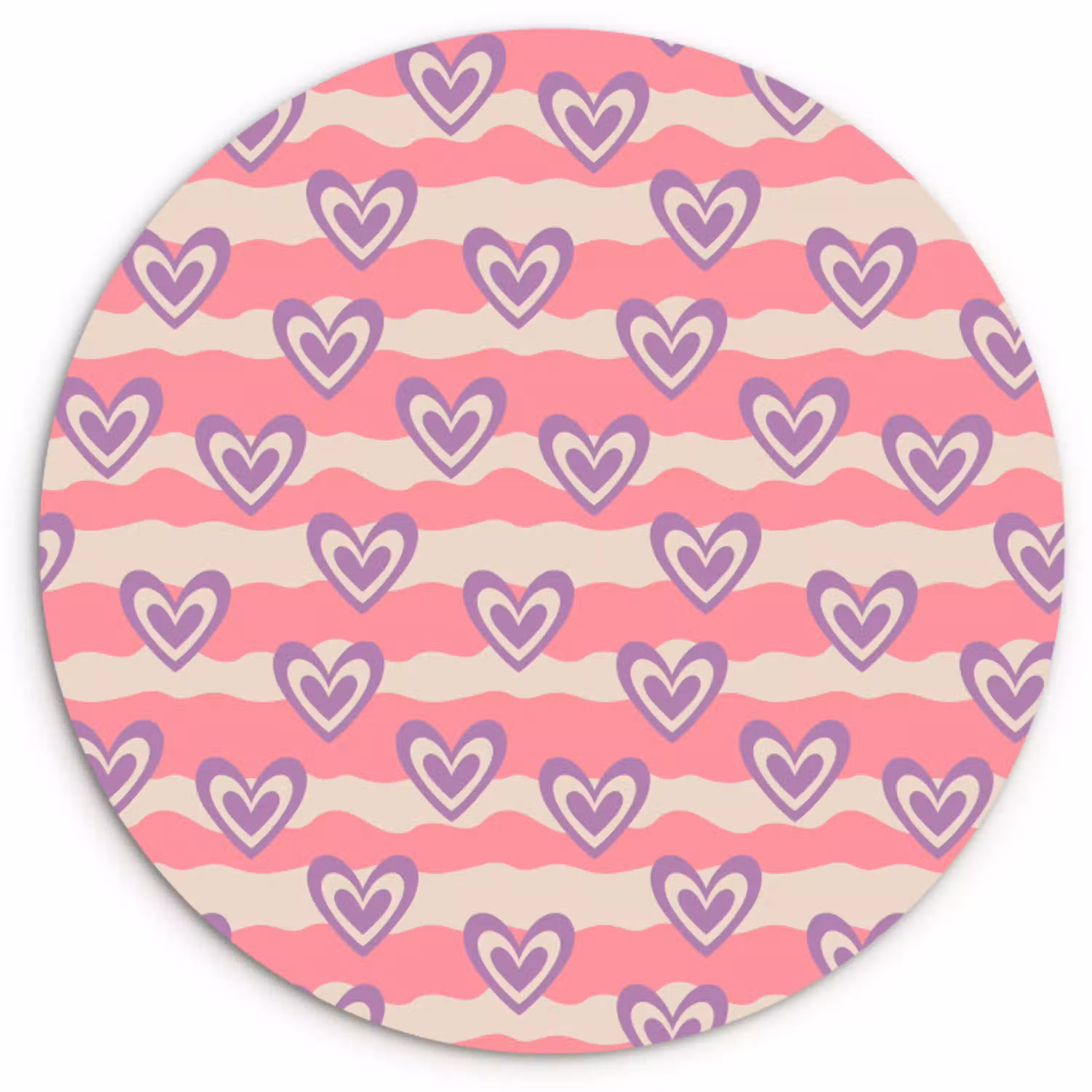 Golven - Patroon - Hartjes - Retro Wandcirkel plexiglas klein 852 -3d