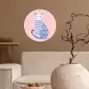 Kat - Illustratie - Minimalistisch - Roze Wandcirkel behangsticker klein -sfeer1