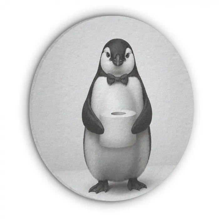 Pinguïn - WC rol - Wit Akoestische PET Vilt - Rond klein -3d
