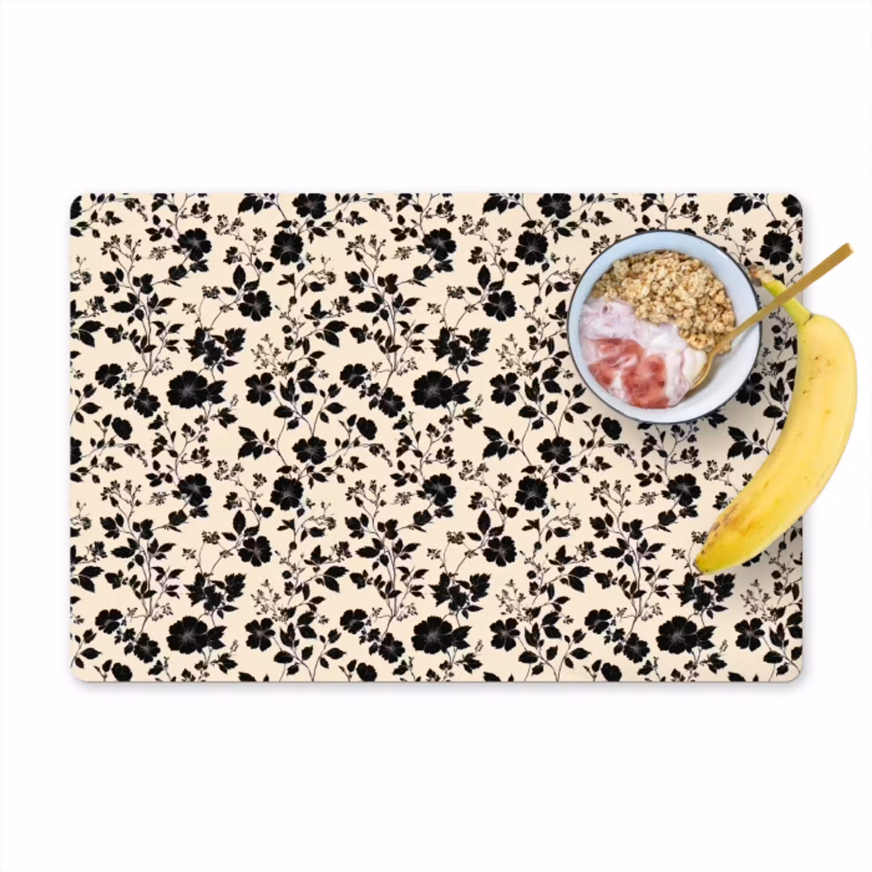 Bloemen - Dessin - Zwart Placemat vinyl groot 368 -zzzproduct_Kitchenyeah-website