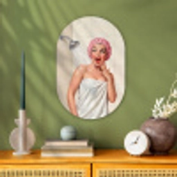 Vrouw - Douche - Roze Wandcirkel Ovaal Forex klein -sfeer2